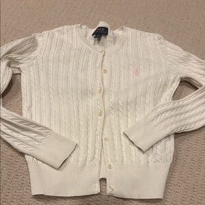 Polo by Ralph Lauren girls Cream Cable Knit Cardigan